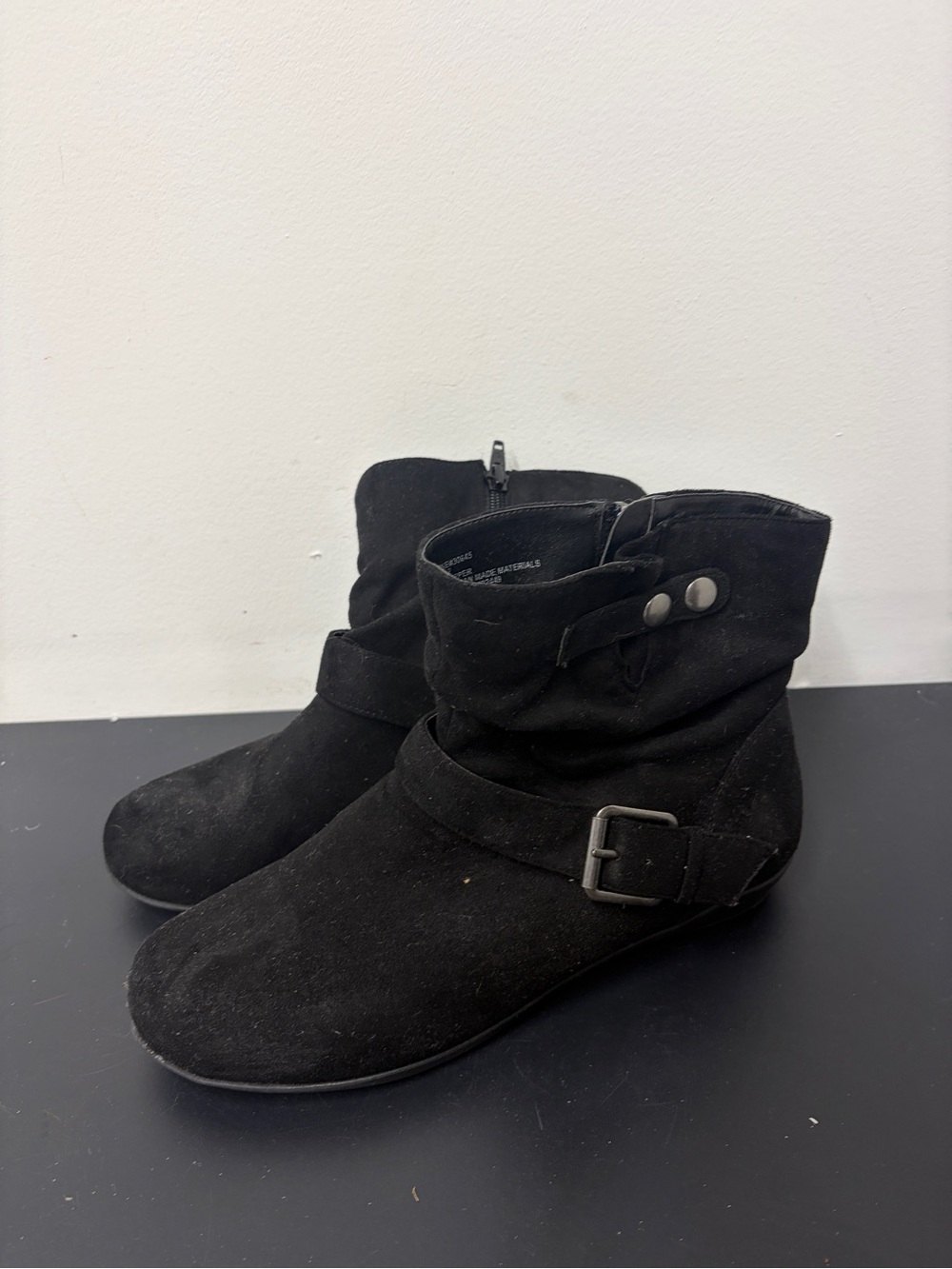 Comfortview Adeline  Faux Suede Slouch Ankle Boots with Buckle Detail Size 8.5w